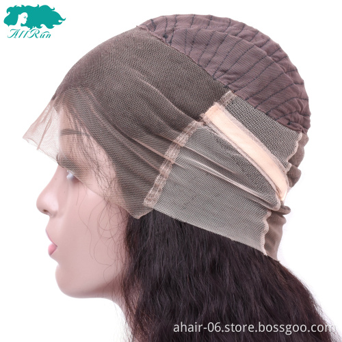Allrun Factory Wholesale Good Price 360 Lace Front, Deep Wave Real Indian Hair Wig